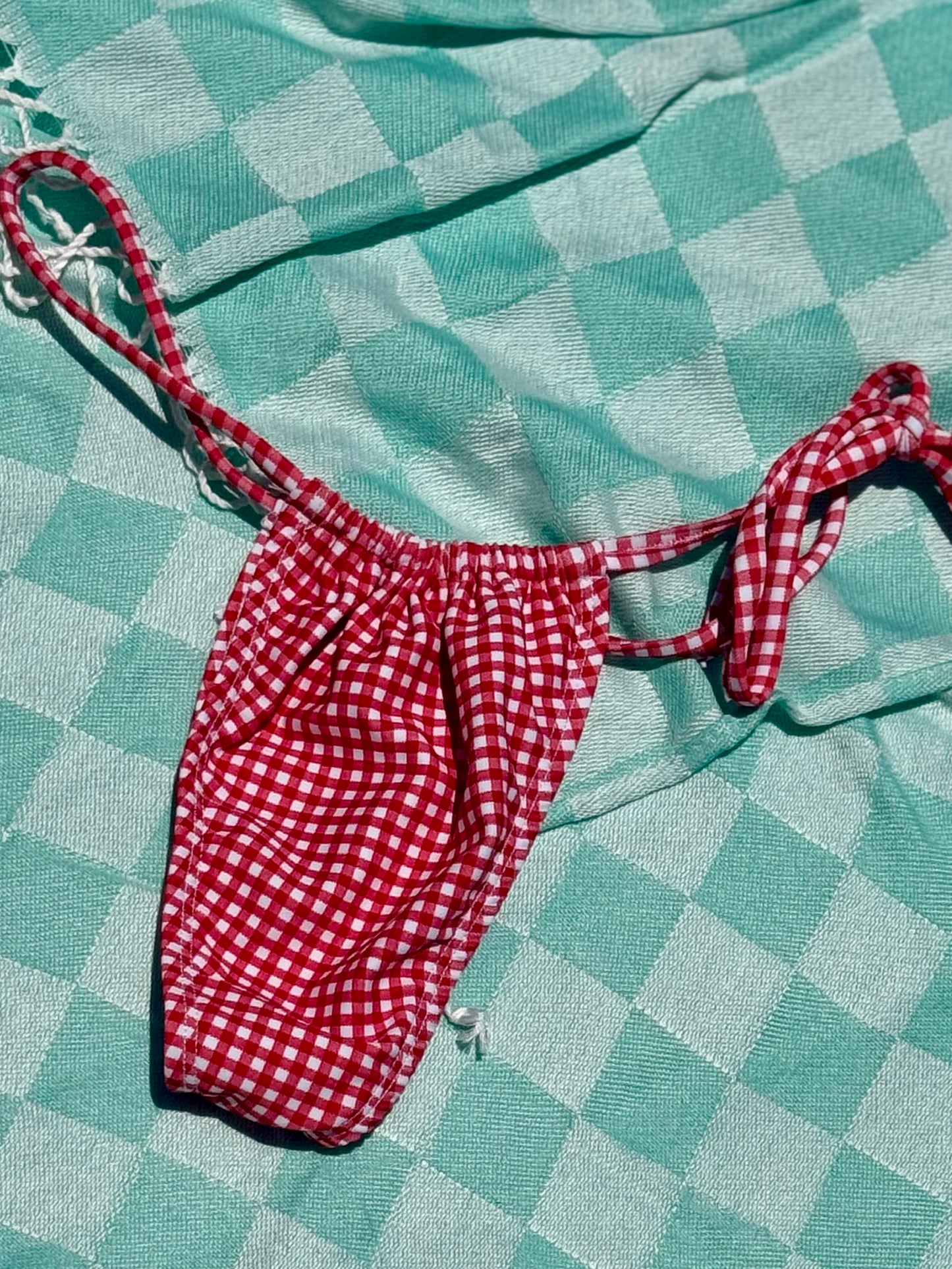 Red Gingham Classic String Bikini Bottom