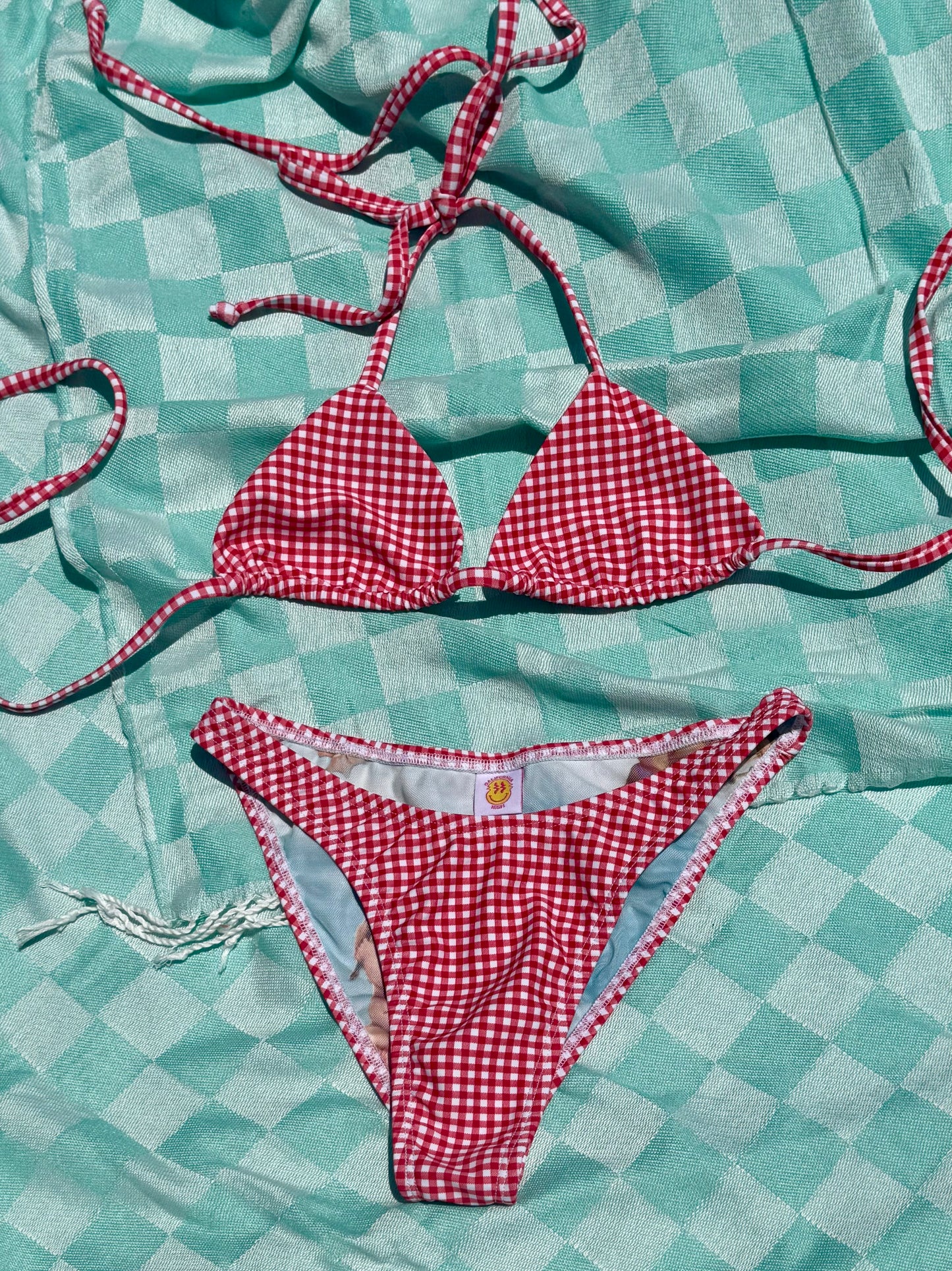 Red Gingham Cheeky Bikini Bottom