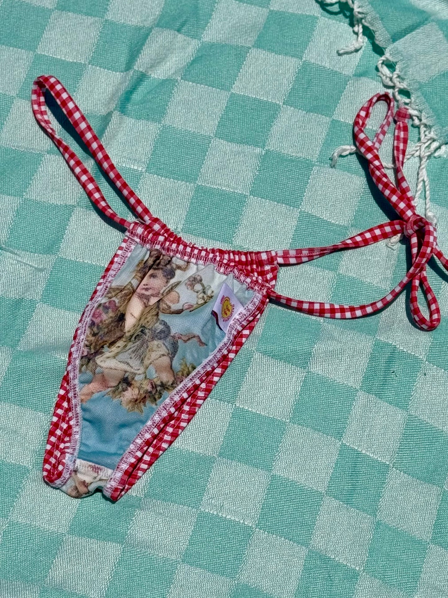 Red Gingham Classic String Bikini Bottom