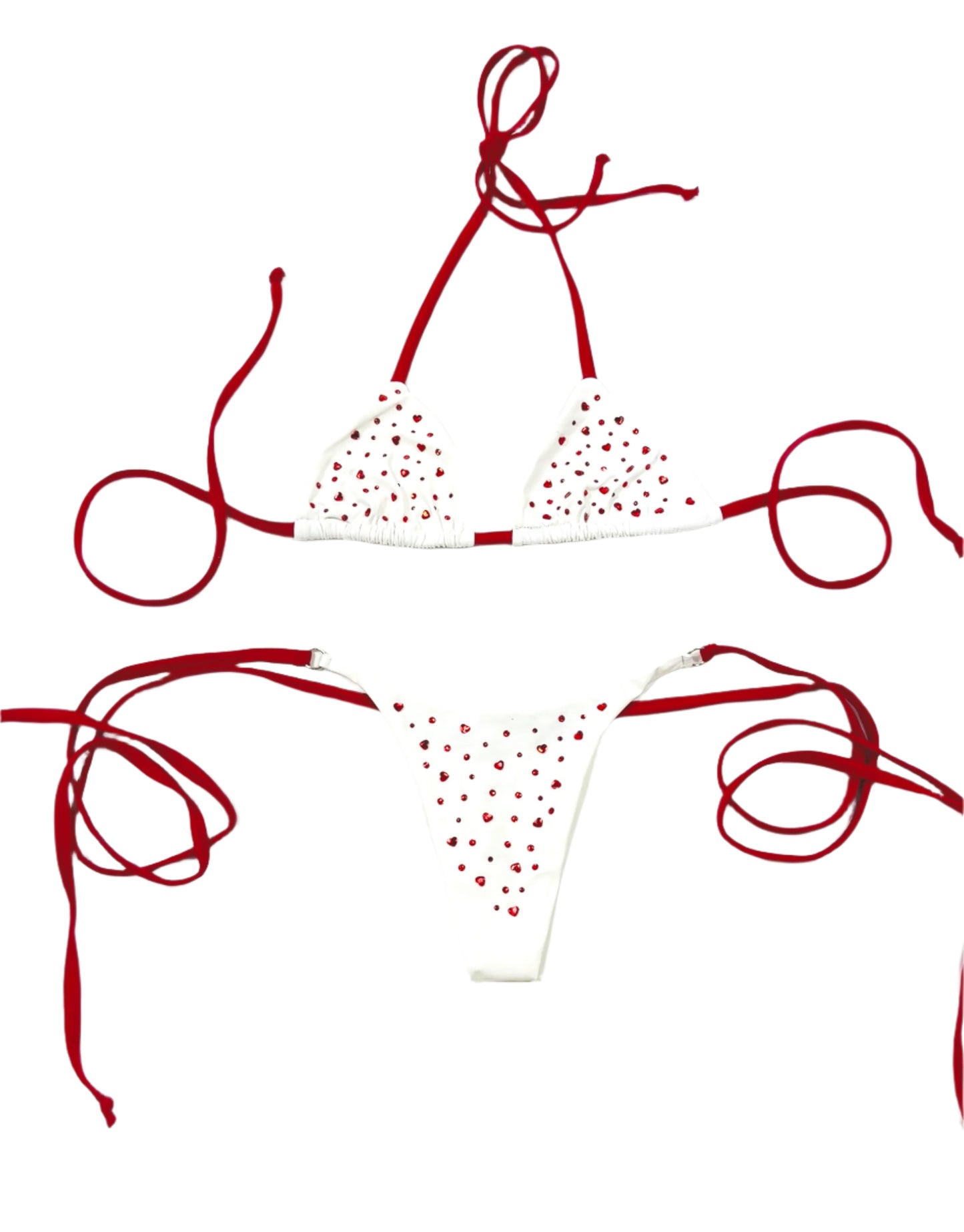 Red Heart Confetti Crystal Bikini