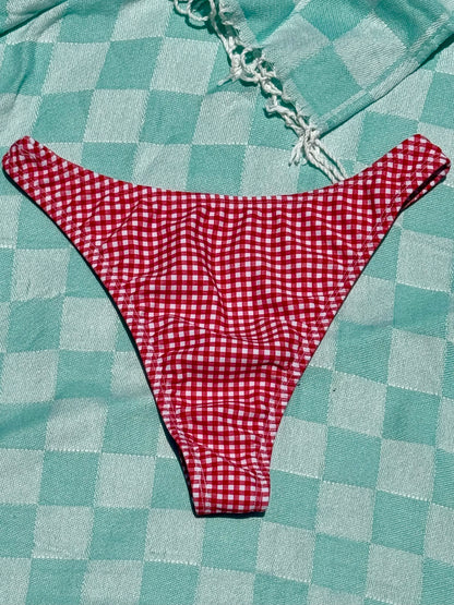 Red Gingham High Waist Bikini Bottom