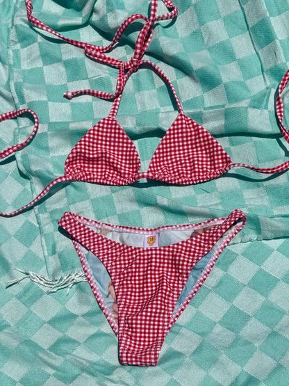 Red Gingham Cheeky Bikini Bottom