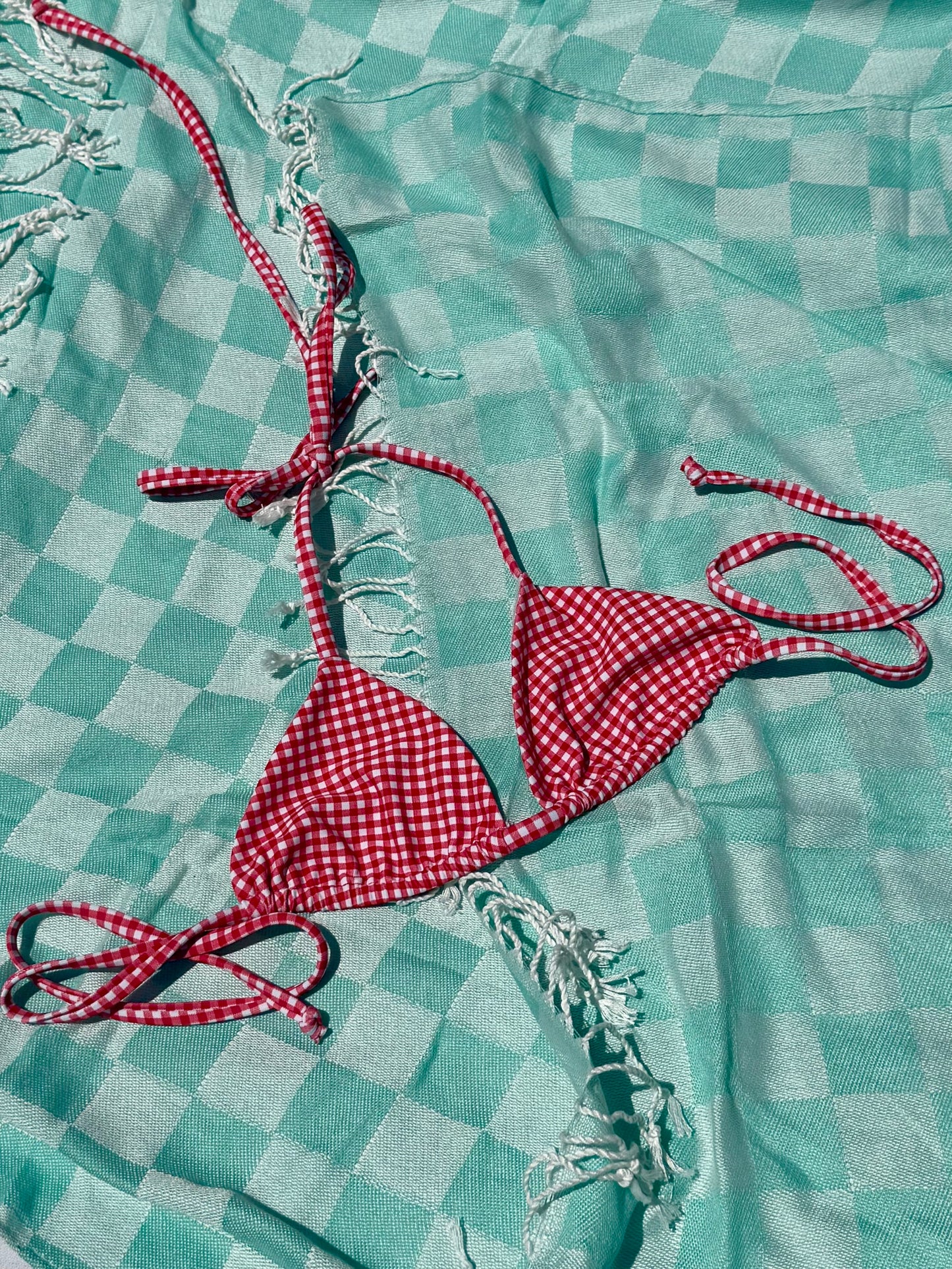 Red Gingham Classic Cut Triangle Top