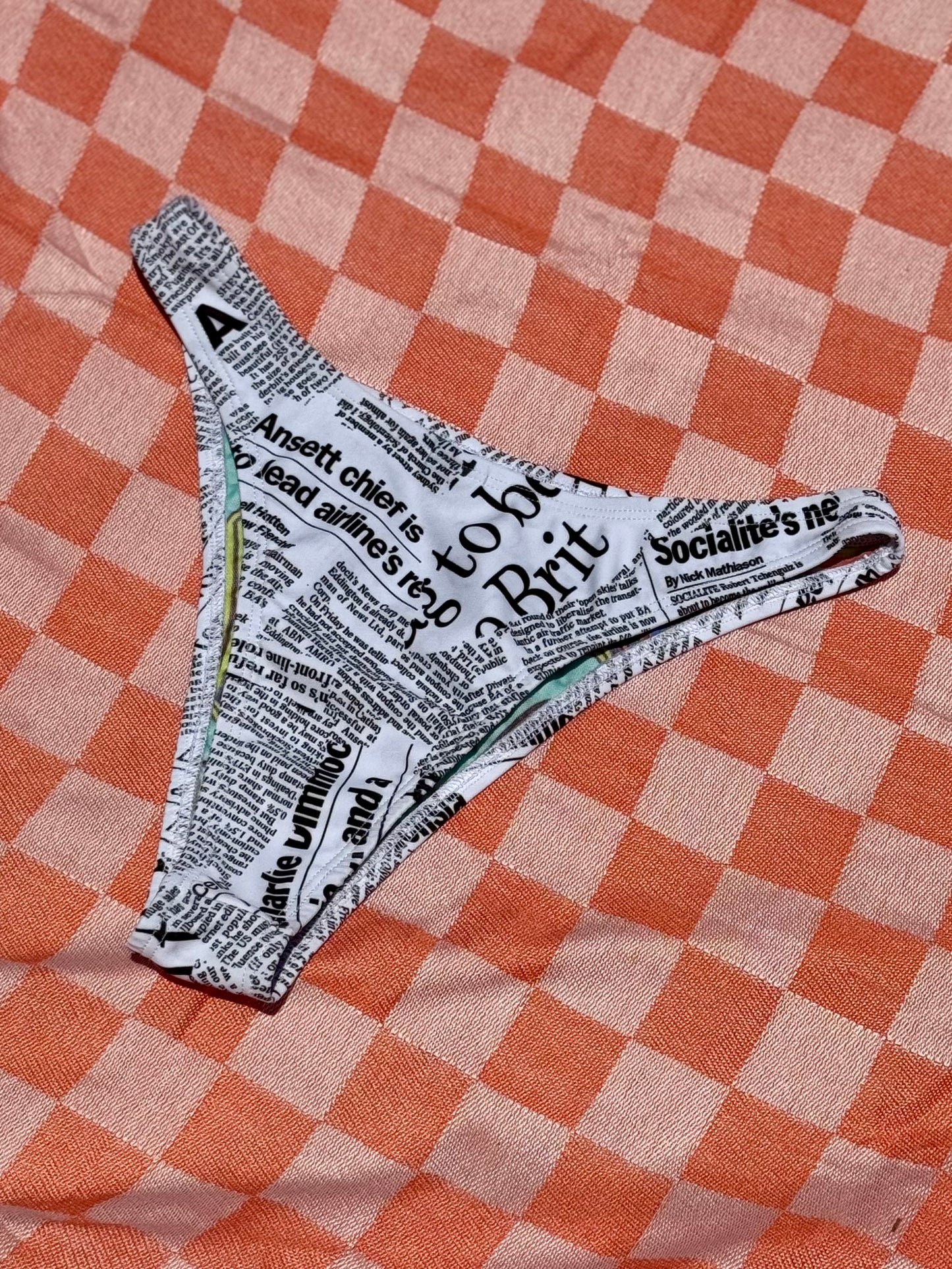 Newsprint High Waist Bikini Bottom