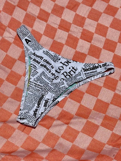 Newsprint High Waist Bikini Bottom