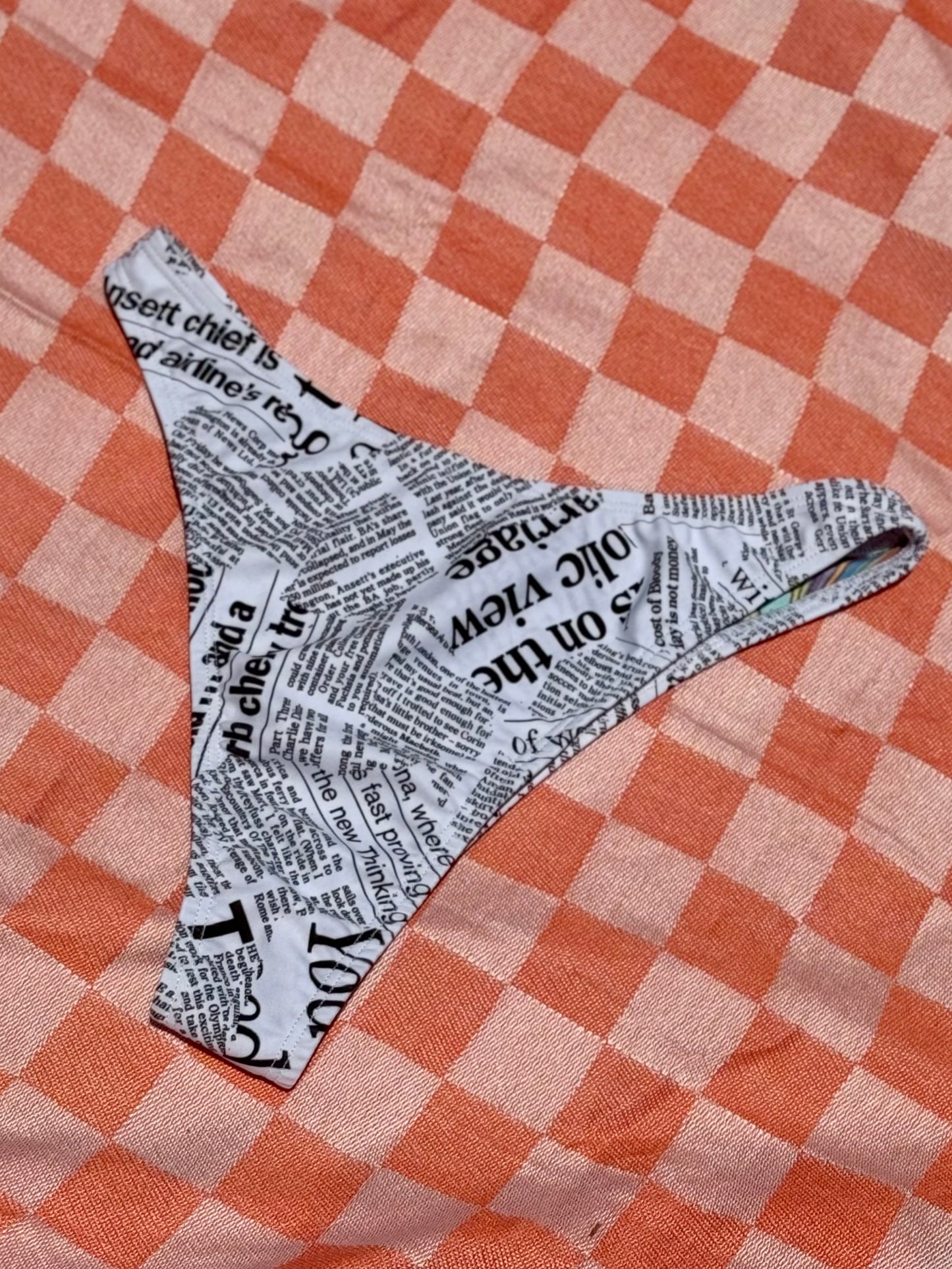 Newsprint High Waist Bikini Bottom