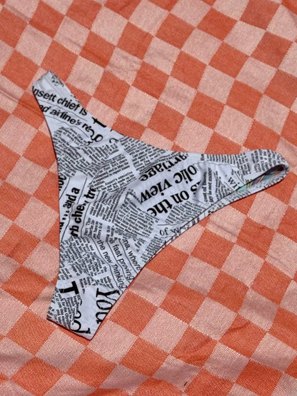 Newsprint High Waist Bikini Bottom
