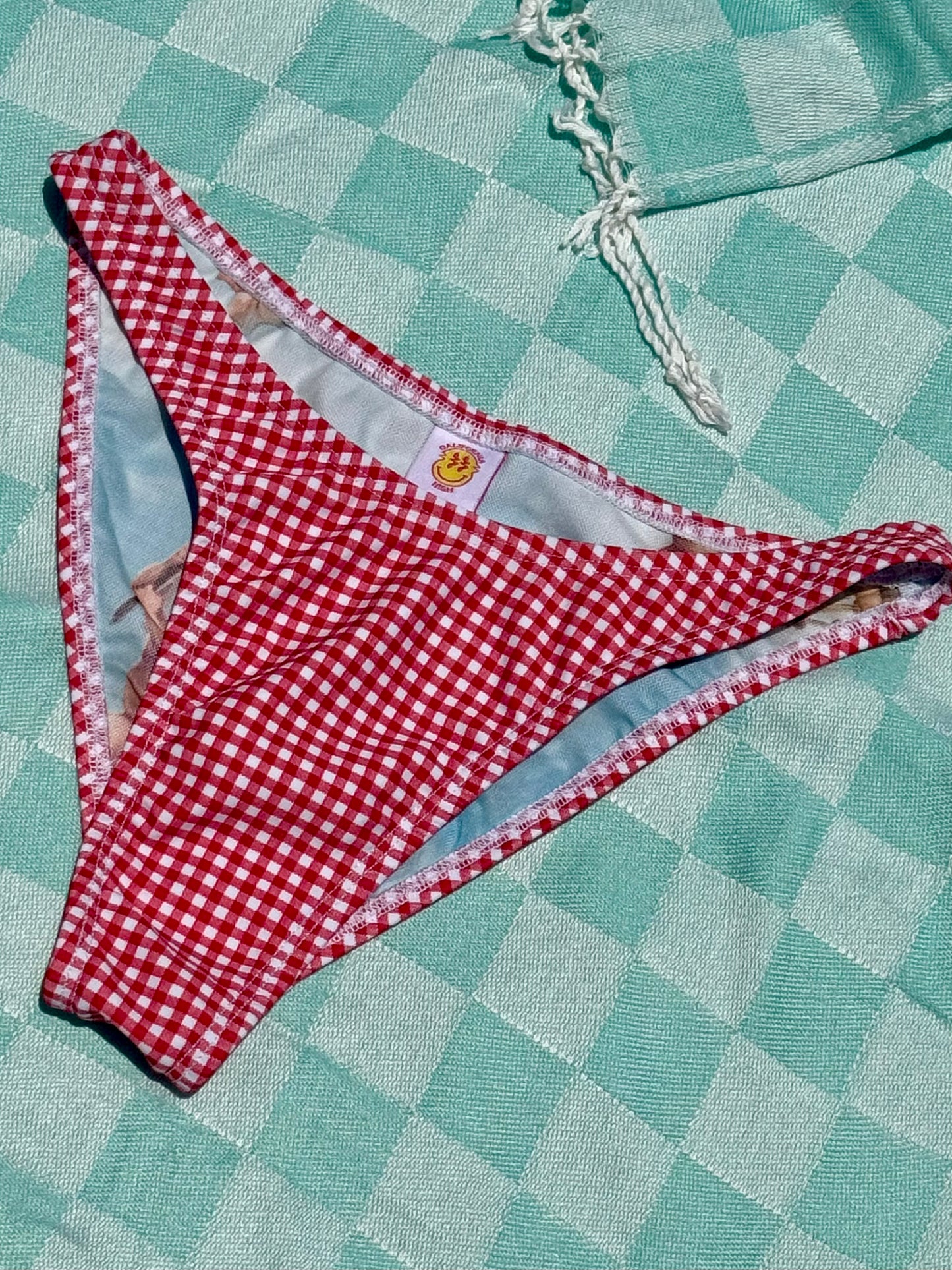 Red Gingham Cheeky Bikini Bottom