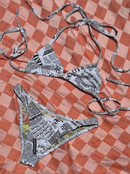 Newsprint Cheeky Bikini Bottom