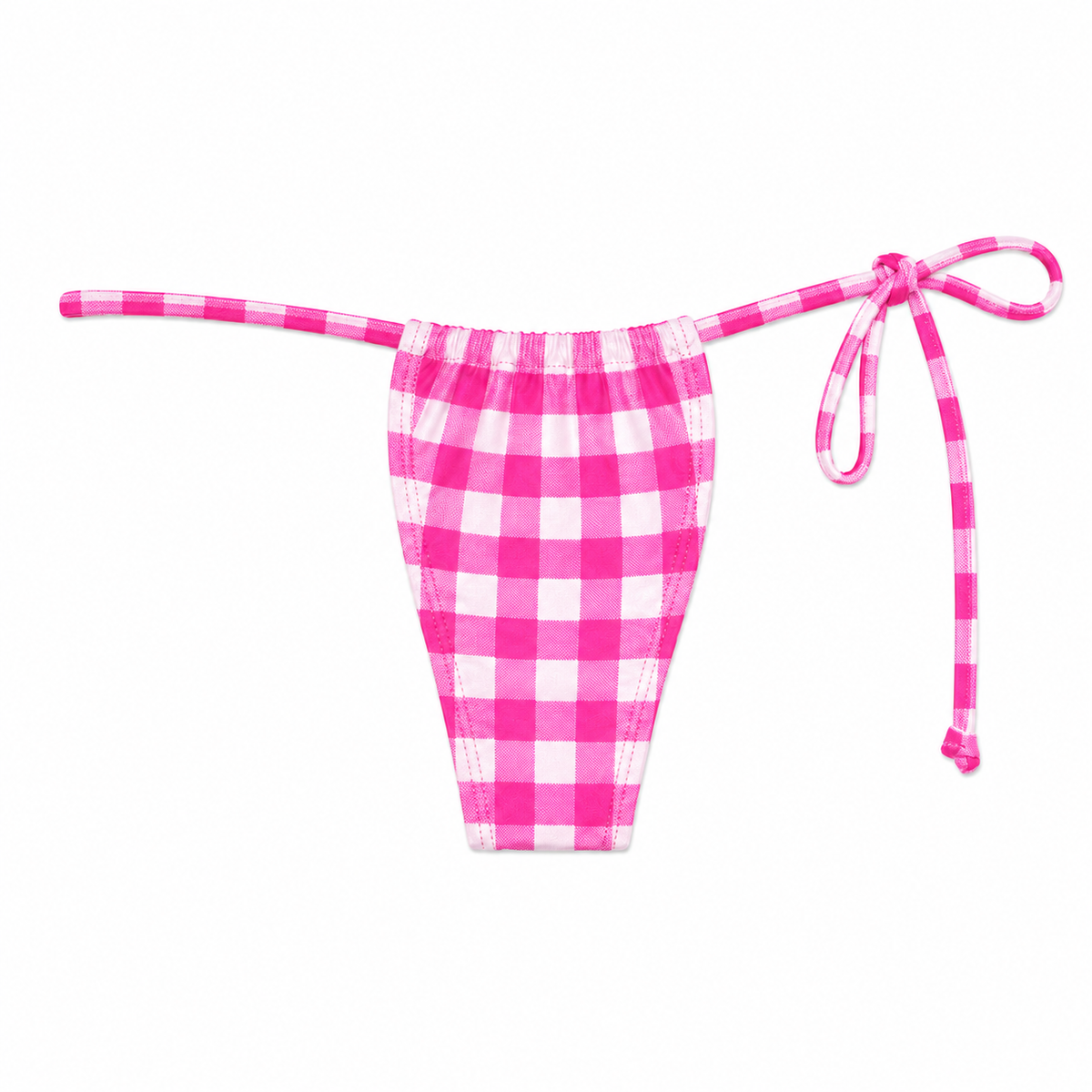 Doheny string tie-side bikini bottom in Hot Girl Picnic, showing product flat lay, front