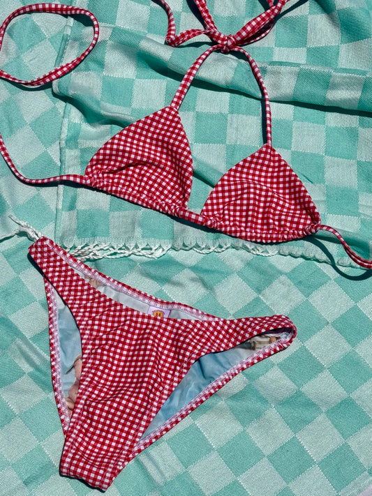 Red Gingham Classic Cut Triangle Top